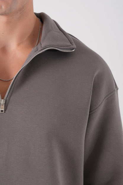 Unisex Oversize Half-Zip Sweatshirt & Baggy Sweatpants Set Withinblack