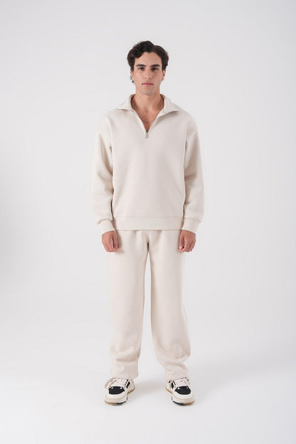 Unisex Oversize Half-Zip Sweatshirt & Baggy Sweatpants Set Withinblack