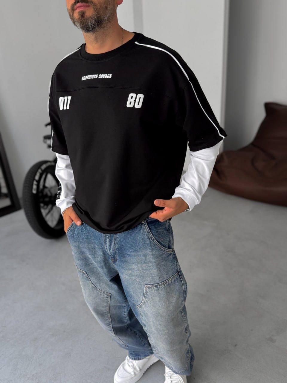 Unisex Graphic Print Oversize T-Shirt - American Football Style Withinblack