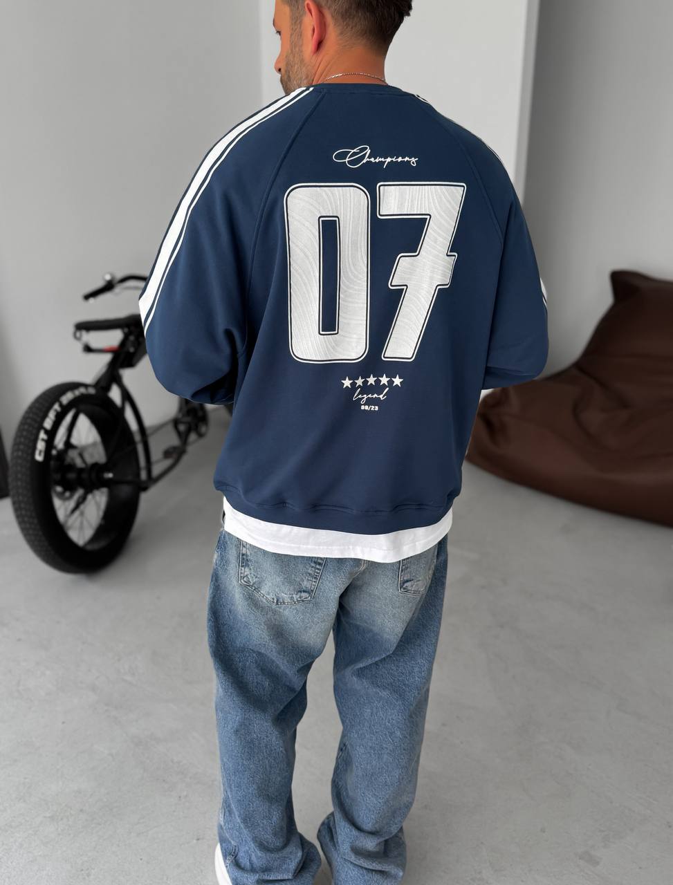Unisex Oversize Sweatshirt with Varsity Stripes Withinblack