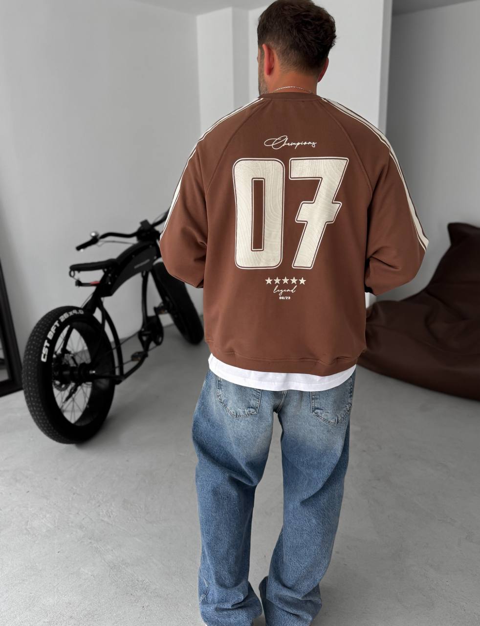 Unisex Oversize Sweatshirt with Varsity Stripes Withinblack