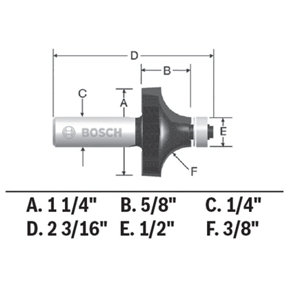 BOSCH 85296MC 3/8 In. x 5/8 In. Carbide-Tipped Roundover Router Bit VM Hardware