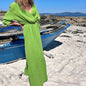 Women's V-neck Long Sleeve Midi Dress