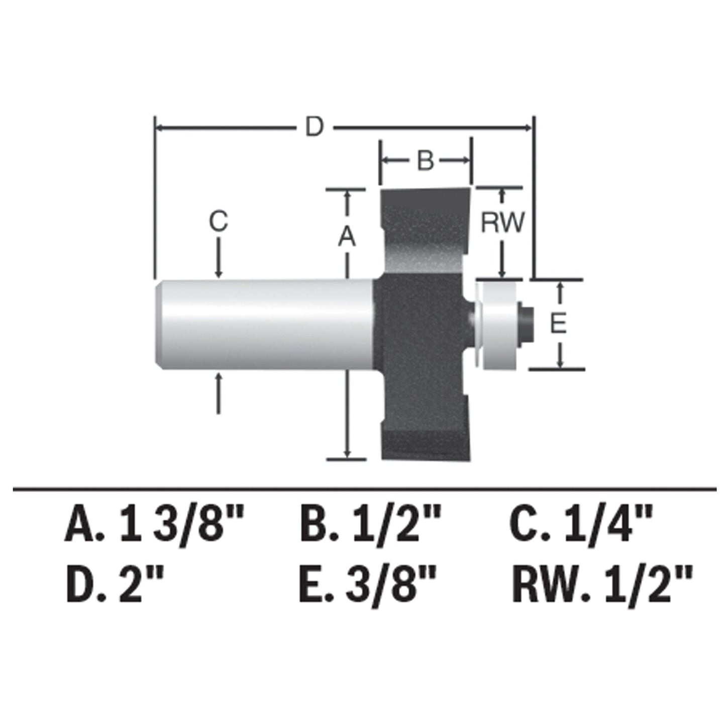 BOSCH 85614MC 1/2 In. x 1/2 In. Carbide-Tipped Rabbeting Router Bit VM Hardware