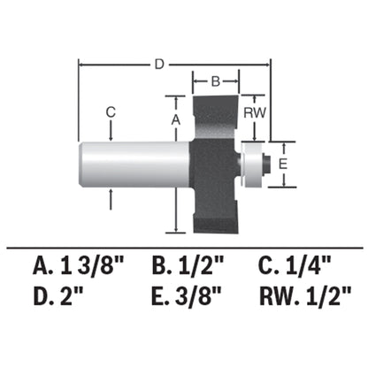 BOSCH 85614MC 1/2 In. x 1/2 In. Carbide-Tipped Rabbeting Router Bit VM Hardware