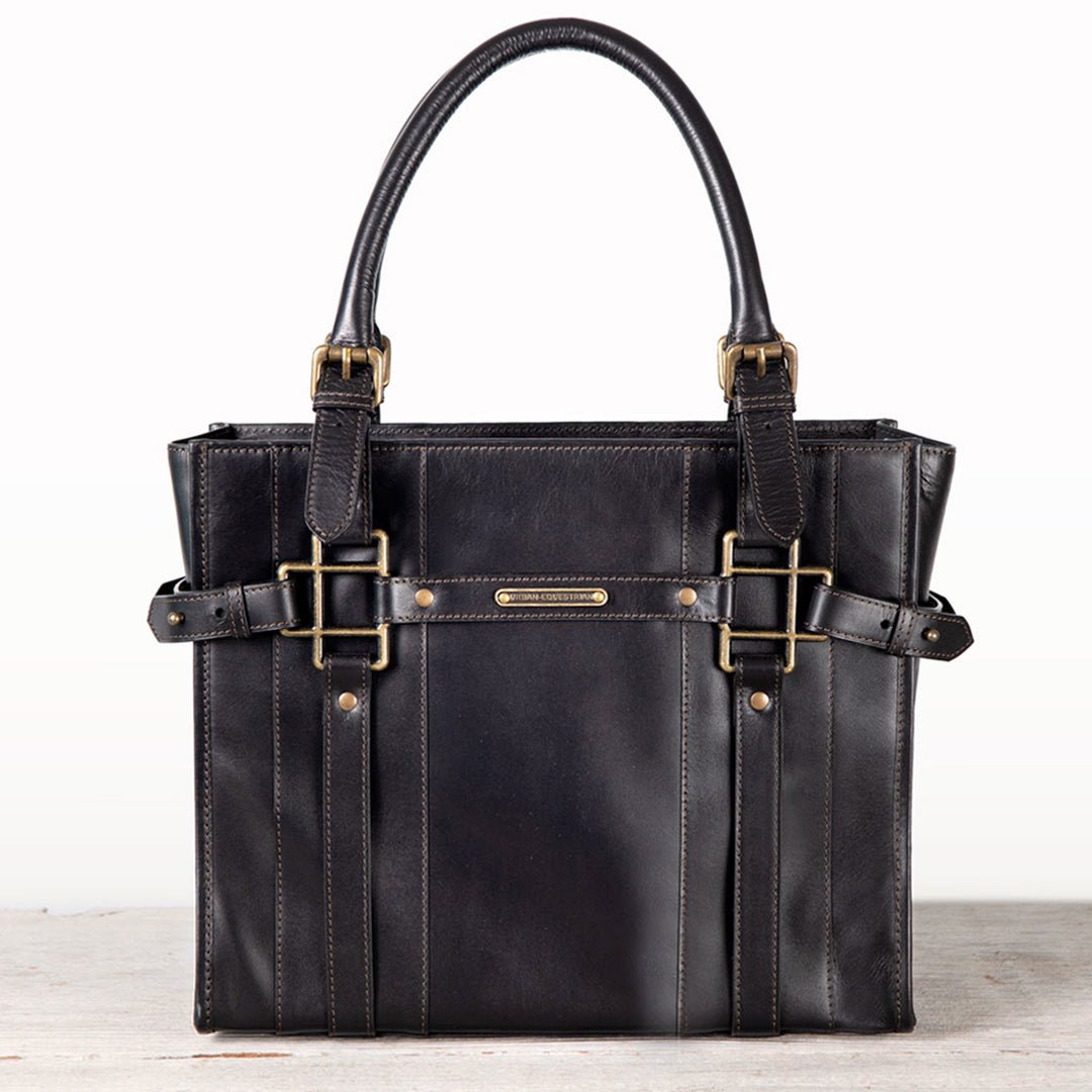 Paddock -  Halter Tote Luxury Leather Handbag in Black Urban-Equestrian