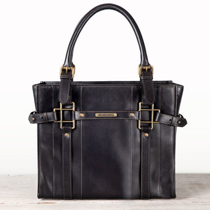 Paddock -  Halter Tote Luxury Leather Handbag in Black Urban-Equestrian