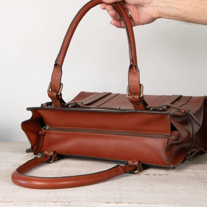 Paddock -  Halter Tote Luxury Leather Handbag in Cognac Urban-Equestrian
