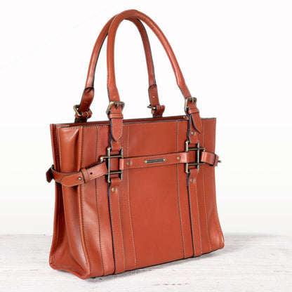 Paddock -  Halter Tote Luxury Leather Handbag in Cognac Urban-Equestrian