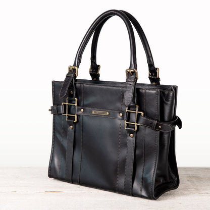 Paddock -  Halter Tote Luxury Leather Handbag in Black Urban-Equestrian