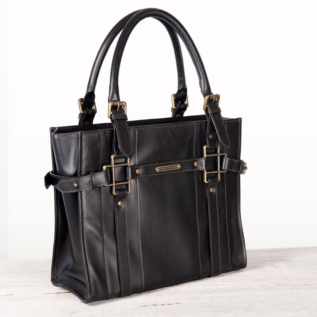 Paddock -  Halter Tote Luxury Leather Handbag in Black Urban-Equestrian