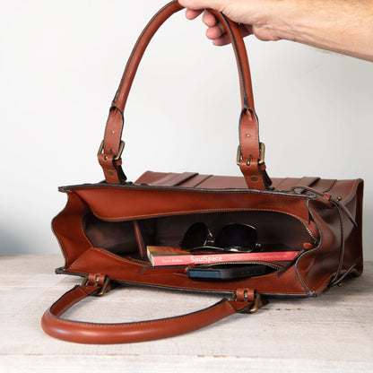 Paddock -  Halter Tote Luxury Leather Handbag in Cognac Urban-Equestrian