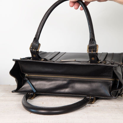 Paddock -  Halter Tote Luxury Leather Handbag in Black Urban-Equestrian