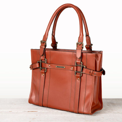 Paddock -  Halter Tote Luxury Leather Handbag in Cognac Urban-Equestrian
