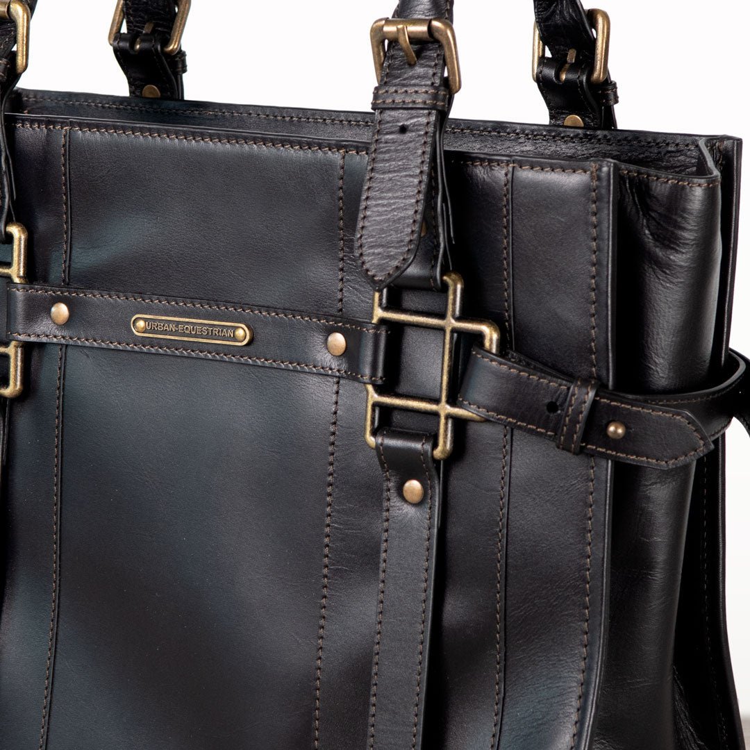 Paddock -  Halter Tote Luxury Leather Handbag in Black Urban-Equestrian