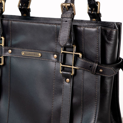 Paddock -  Halter Tote Luxury Leather Handbag in Black Urban-Equestrian