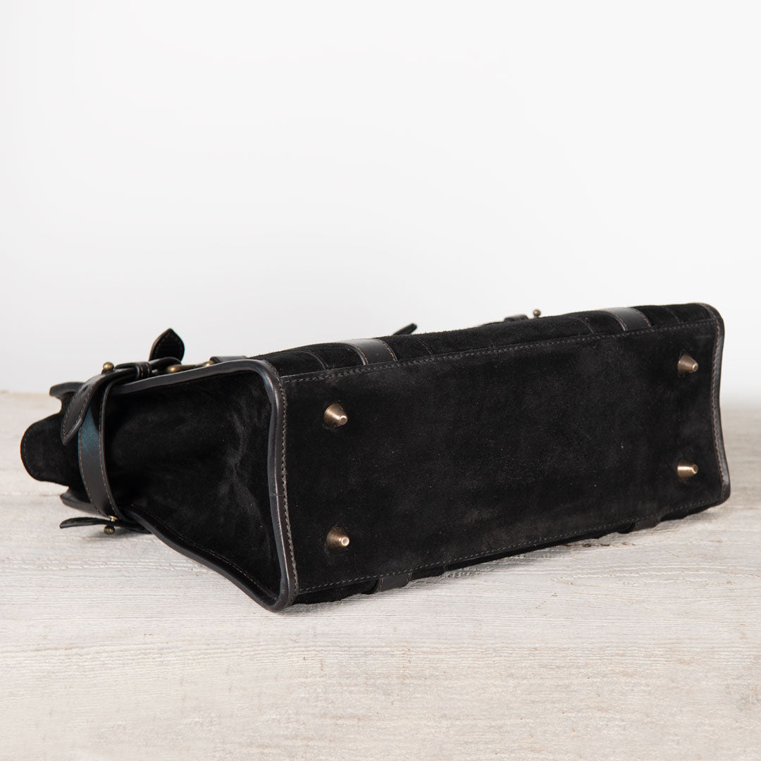 Paddock -  Halter Tote Luxury Leather Handbag in Black on Black Urban-Equestrian