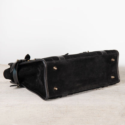 Paddock -  Halter Tote Luxury Leather Handbag in Black on Black Urban-Equestrian