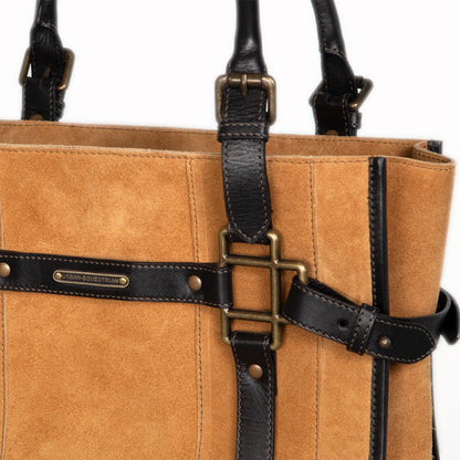 Paddock - Halter Tote Bag Luxury Leather Handbag in Black on Chestnut Urban-Equestrian