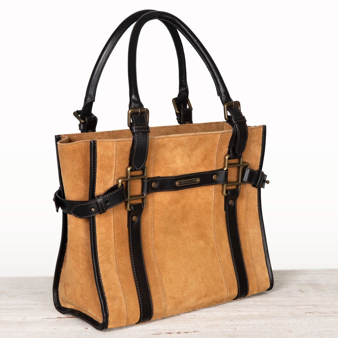 Paddock - Halter Tote Bag Luxury Leather Handbag in Black on Chestnut Urban-Equestrian