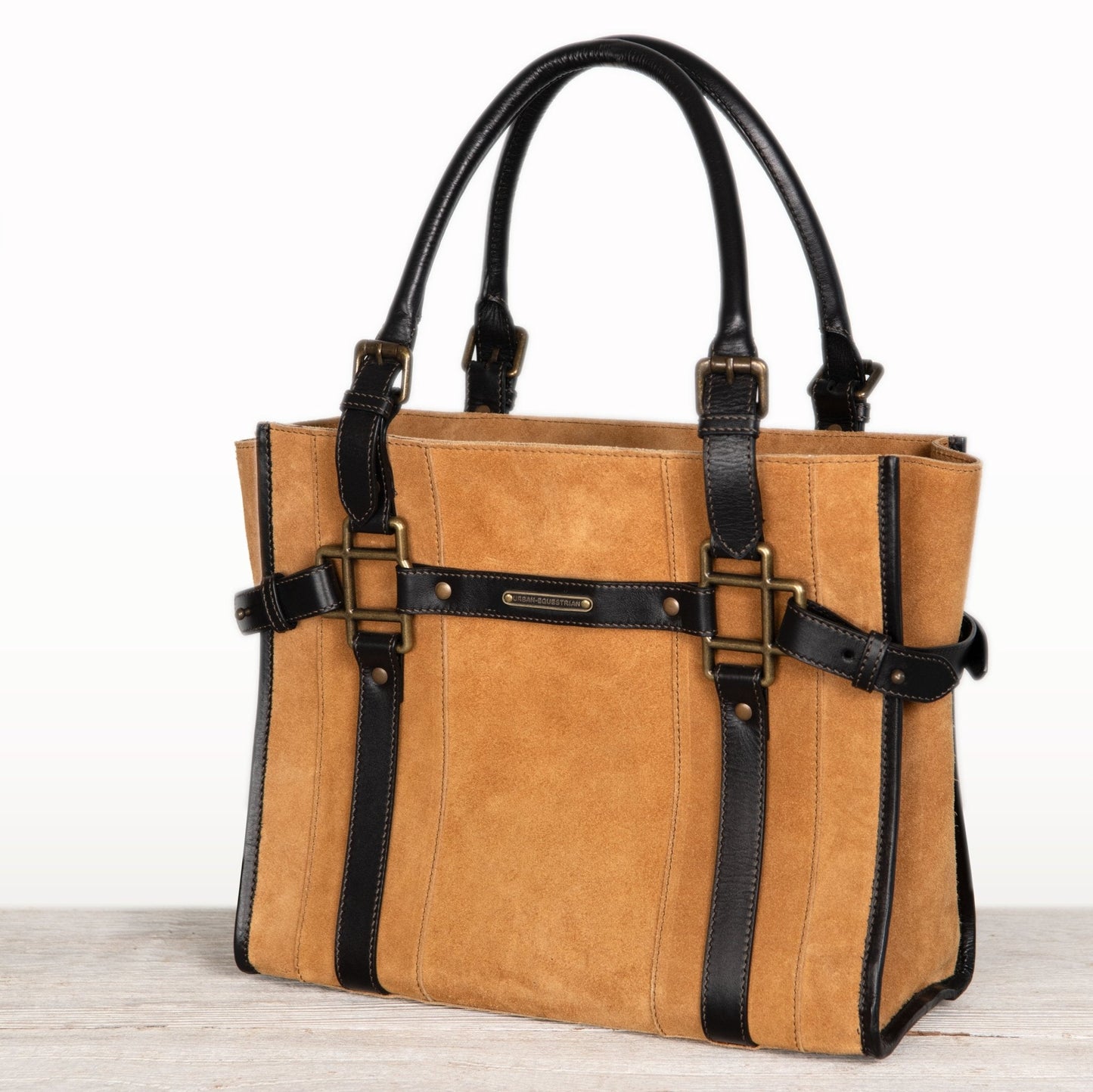 Paddock - Halter Tote Bag Luxury Leather Handbag in Black on Chestnut Urban-Equestrian
