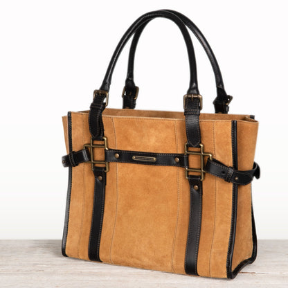 Paddock - Halter Tote Bag Luxury Leather Handbag in Black on Chestnut Urban-Equestrian