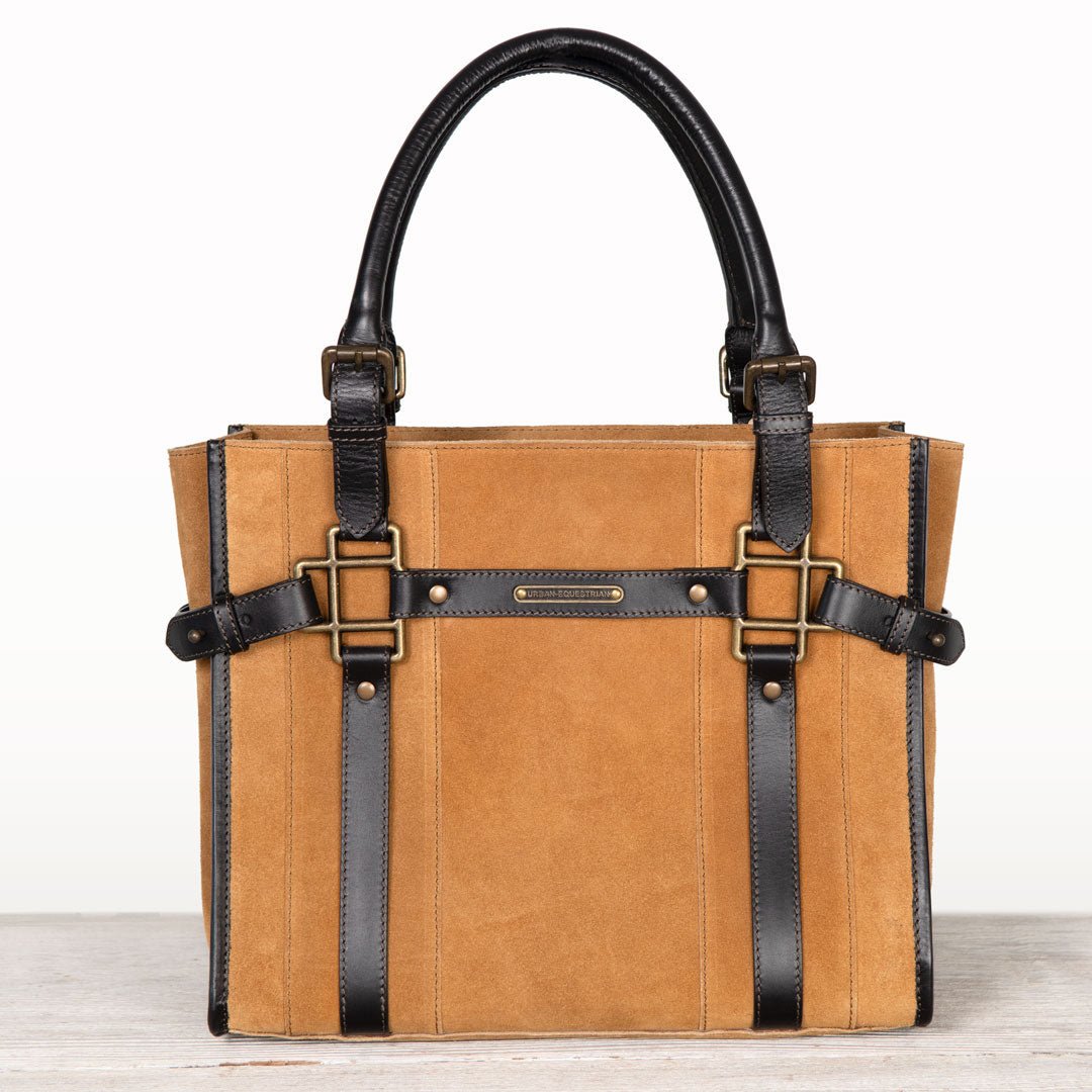 Paddock - Halter Tote Bag Luxury Leather Handbag in Black on Chestnut Urban-Equestrian