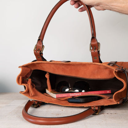 Paddock -  Halter Tote Luxury Leather Handbag in Cognac on Cognac Urban-Equestrian