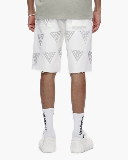Valabasas Palace Rhinestone Shorts - White Denim Exchange