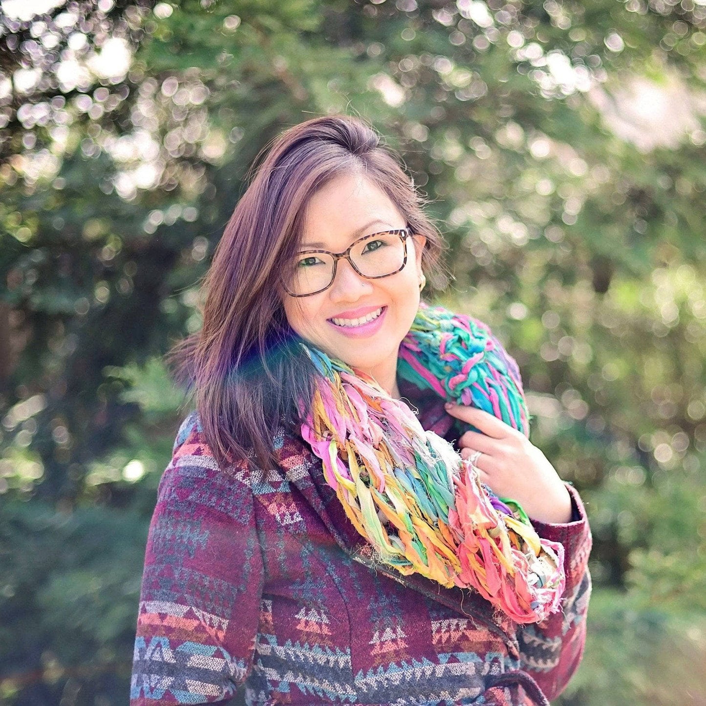 Pastel Arm Knit Chiffon Cowl Pattern
