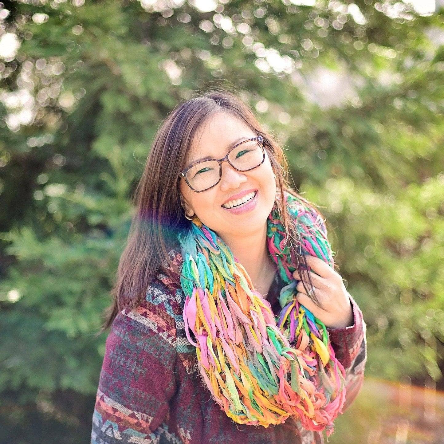 Pastel Arm Knit Chiffon Cowl Pattern