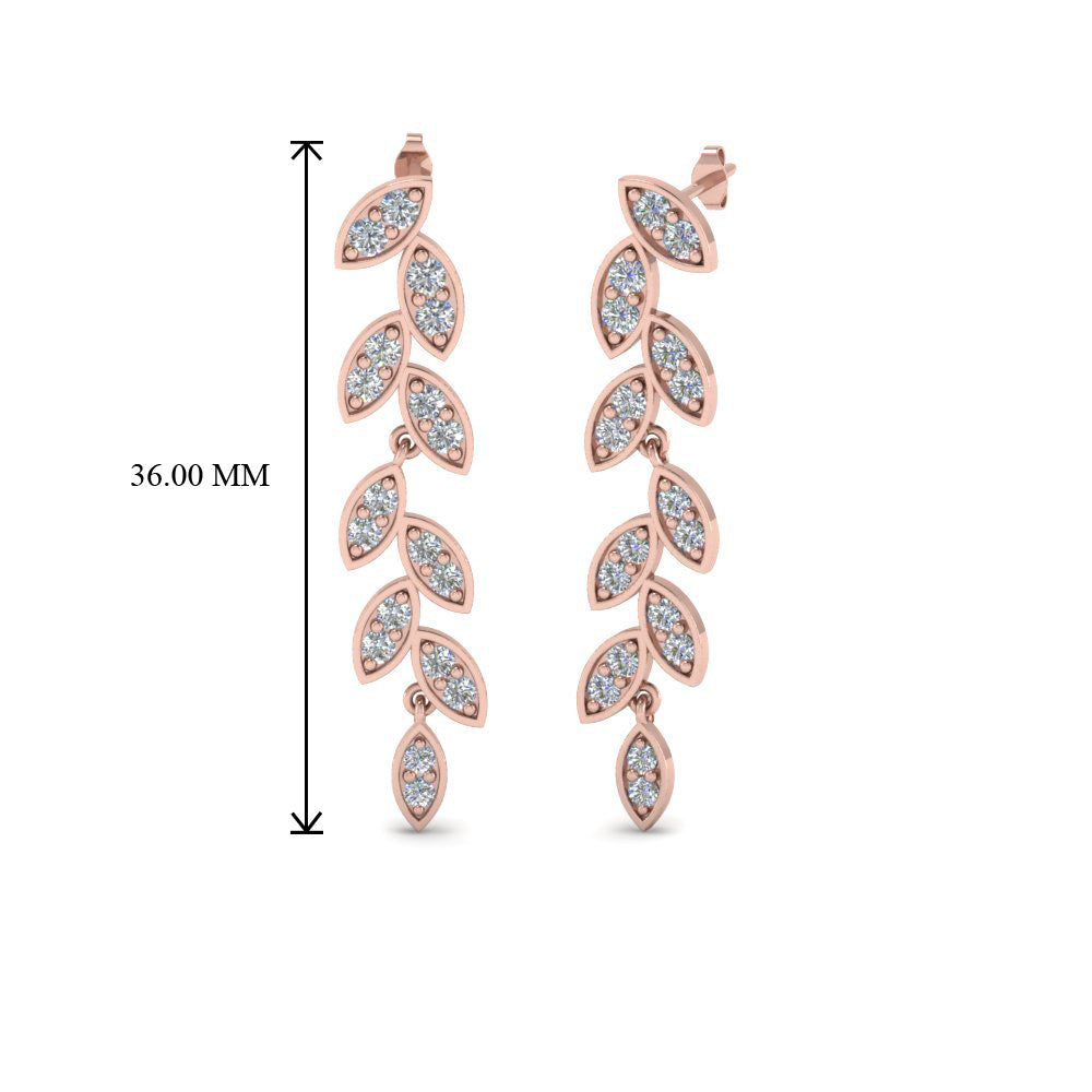 Pave Diamond Leaf Drop Earring Fascinating Diamonds