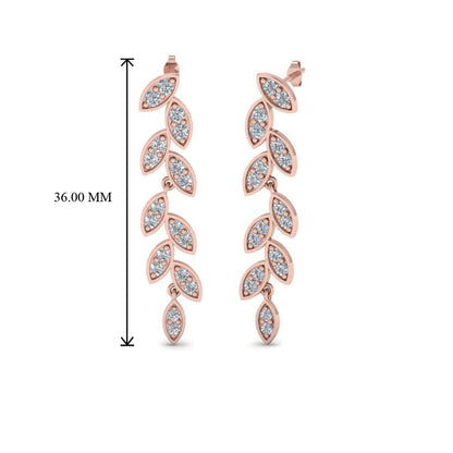 Pave Diamond Leaf Drop Earring Fascinating Diamonds