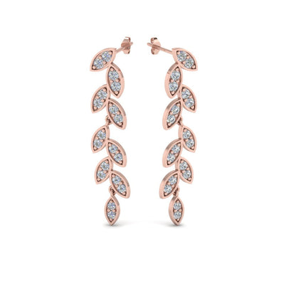 Pave Diamond Leaf Drop Earring Fascinating Diamonds
