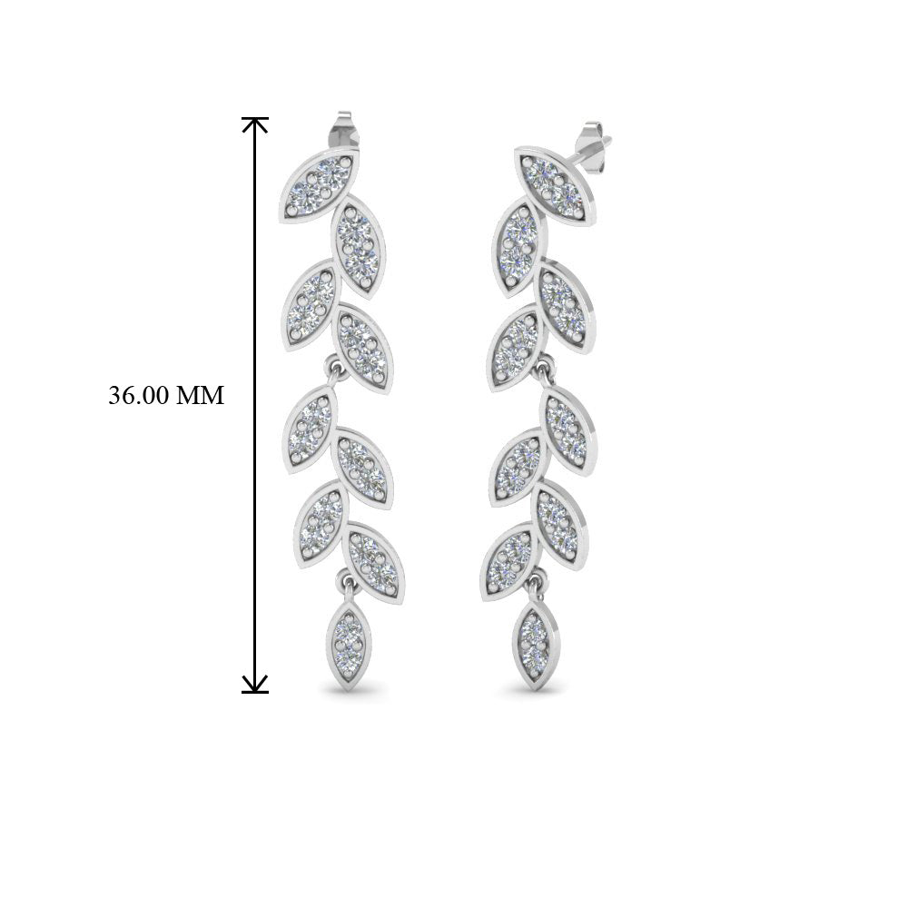 Pave Diamond Leaf Drop Earring Fascinating Diamonds