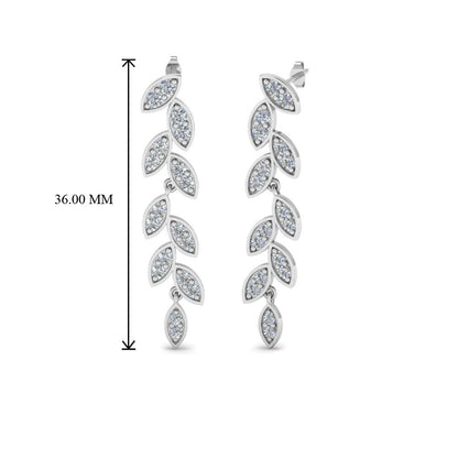 Pave Diamond Leaf Drop Earring Fascinating Diamonds
