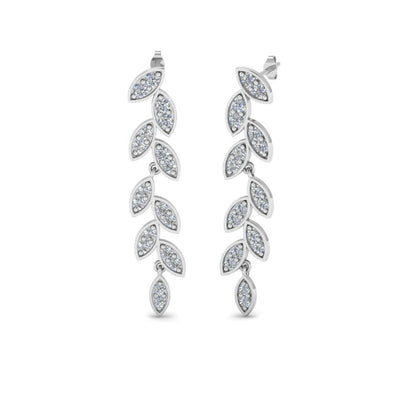 Pave Diamond Leaf Drop Earring Fascinating Diamonds