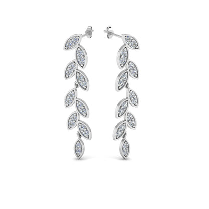 Pave Diamond Leaf Drop Earring Fascinating Diamonds