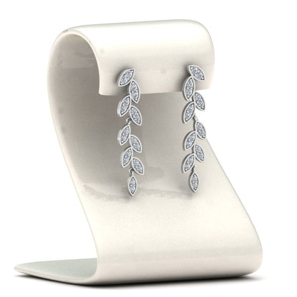 Pave Diamond Leaf Drop Earring Fascinating Diamonds