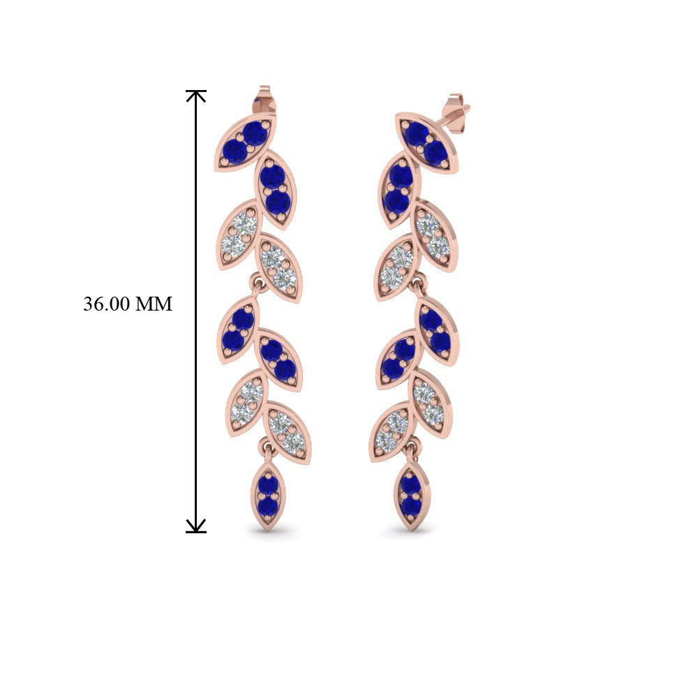 Pave Diamond Leaf Drop Earring Fascinating Diamonds