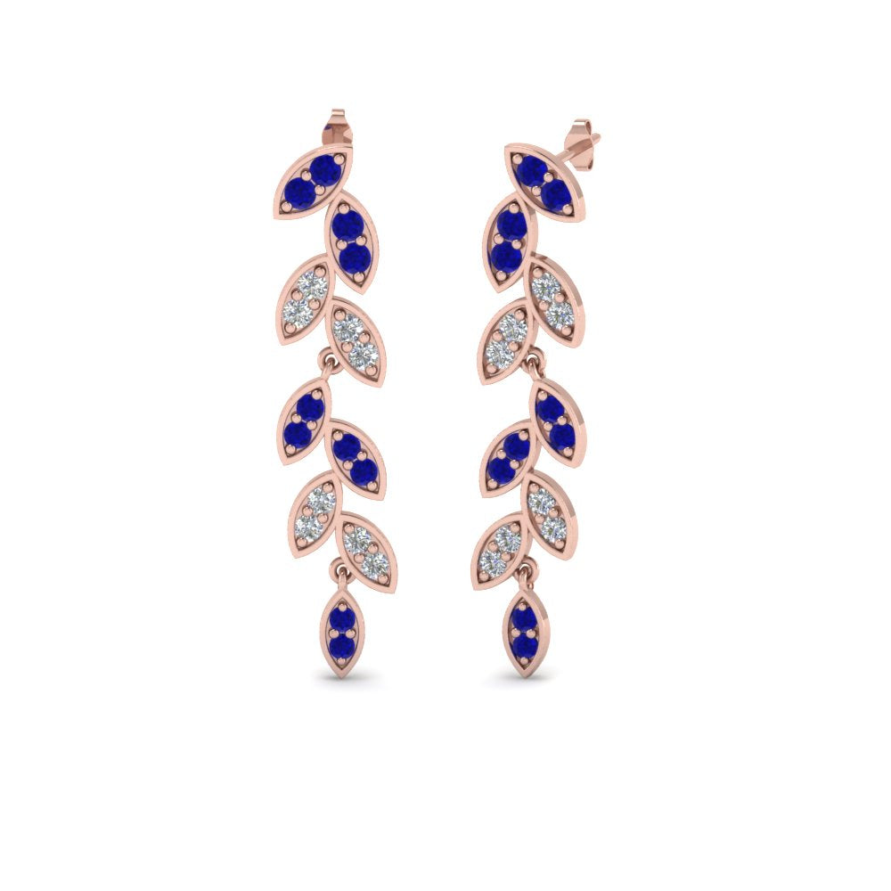 Pave Diamond Leaf Drop Earring Fascinating Diamonds