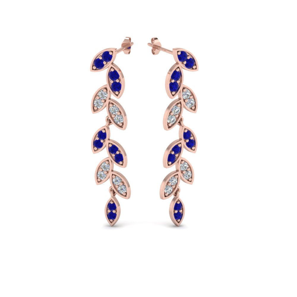Pave Diamond Leaf Drop Earring Fascinating Diamonds