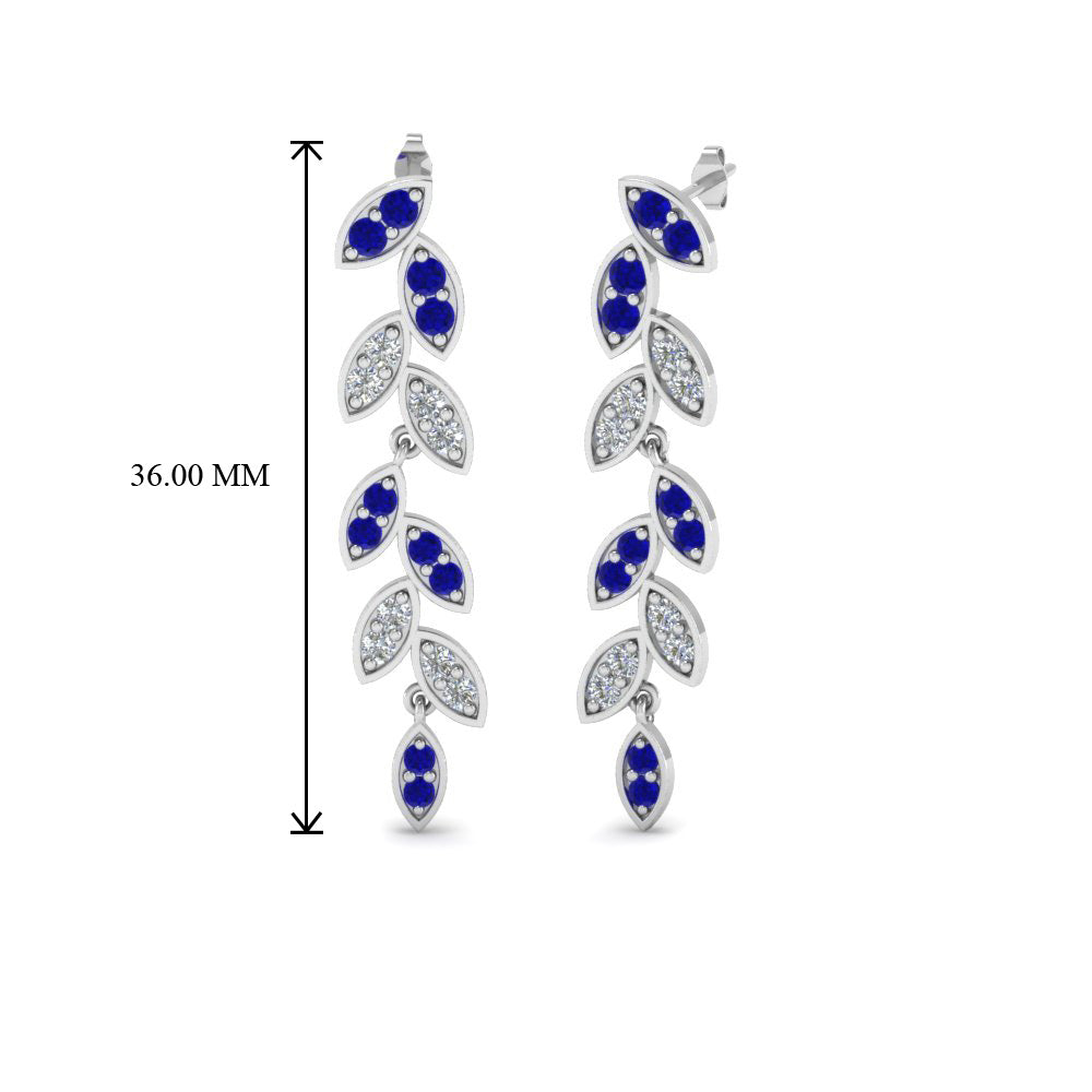 Pave Diamond Leaf Drop Earring Fascinating Diamonds
