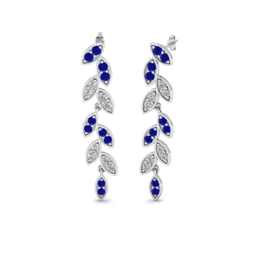 Pave Diamond Leaf Drop Earring Fascinating Diamonds