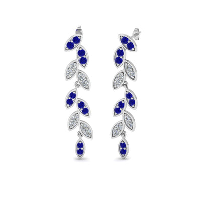 Pave Diamond Leaf Drop Earring Fascinating Diamonds