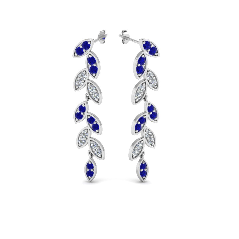 Pave Diamond Leaf Drop Earring Fascinating Diamonds