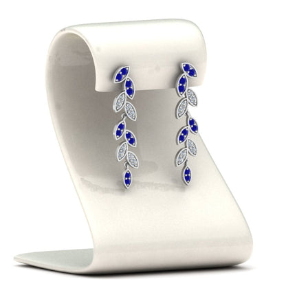 Pave Diamond Leaf Drop Earring Fascinating Diamonds
