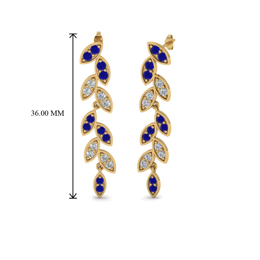Pave Diamond Leaf Drop Earring Fascinating Diamonds