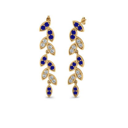 Pave Diamond Leaf Drop Earring Fascinating Diamonds