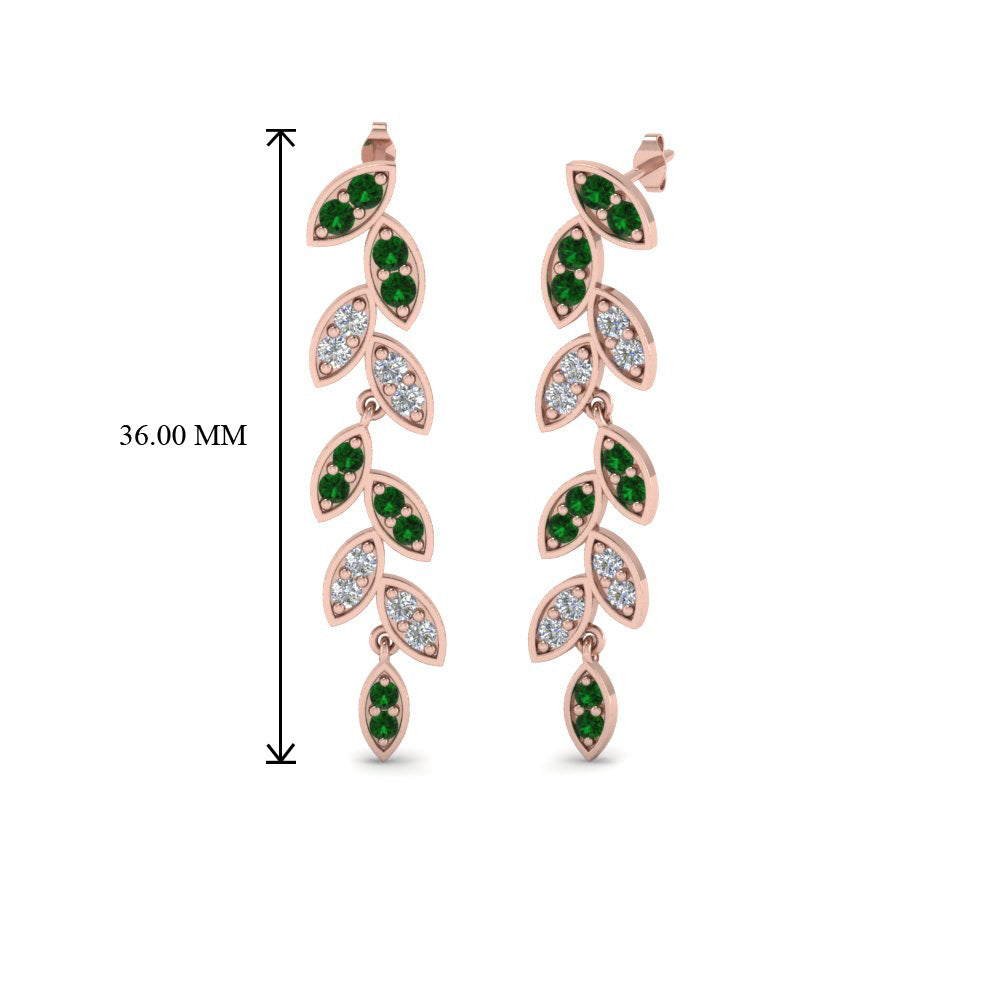 Pave Diamond Leaf Drop Earring Fascinating Diamonds